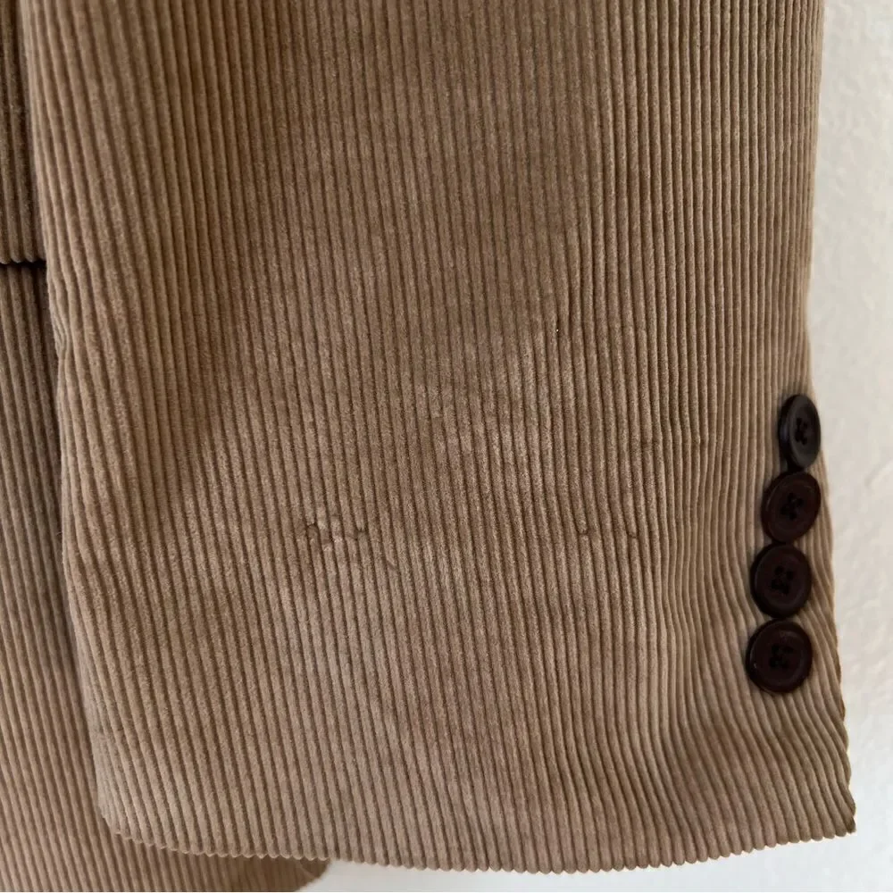 Stafford Mens Corduroy Blazer Jacket Size 44R Tan Academia Retro Lined Vent